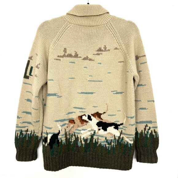 Hand Knit Lauren Ralph Lauren Landscape Novelty Wool Sweater Vintage Dog Small - Picture 6 of 8
